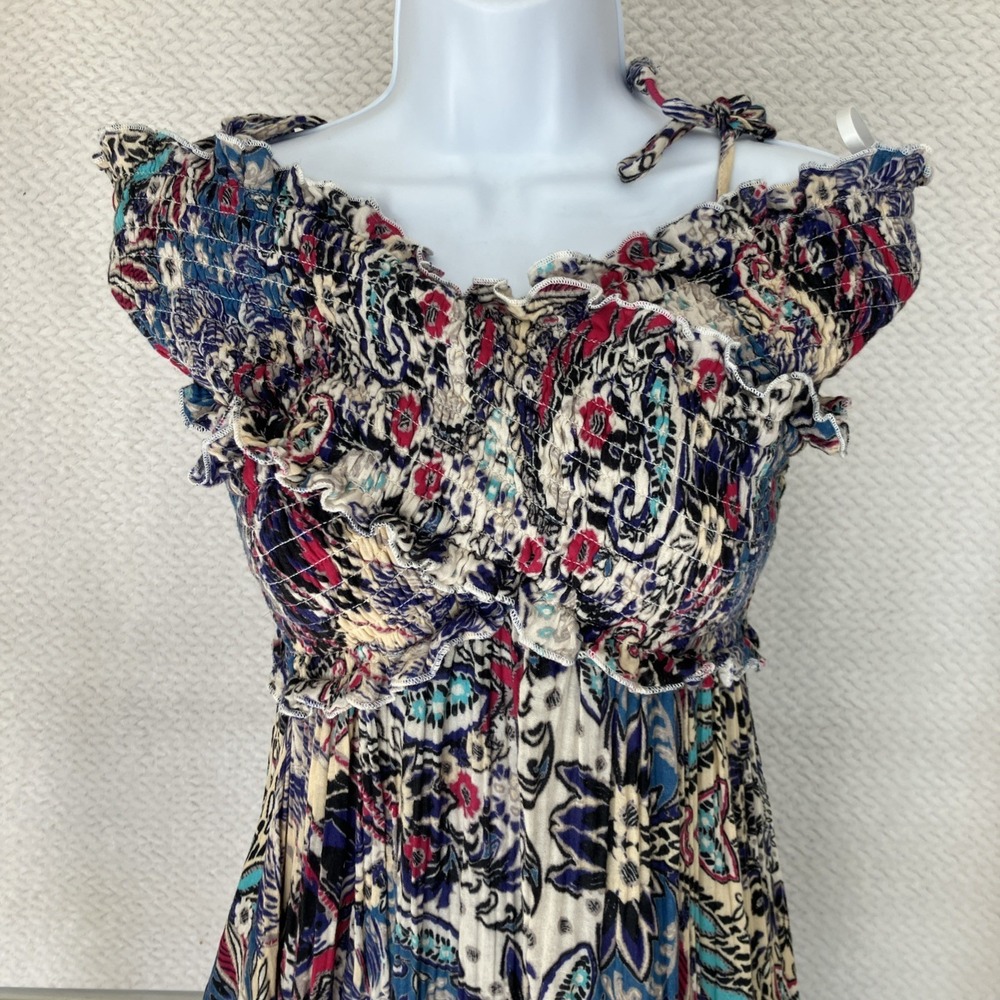 Anthropologie Floral Maxi Dress Small Off the Shoulder Ruffle Boho Wedding - Picture 3 of 10